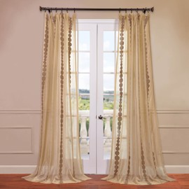 HPD Half Price Drapes SHCH-EMBOCS3595-84 Embroidered Sheer Curtain (1 Panel), 50 X 84, Cleopatra Gold