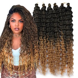Mayloss 6Packs/Lot (14/18/22/28) inch Deep wavy Crochet Hair Long Curly Crochet hair for Women Ocean wave braiding hair Deep Twist Crochet Braids Synthetic Braiding Hair Extensions (Ａ14, 18inch)