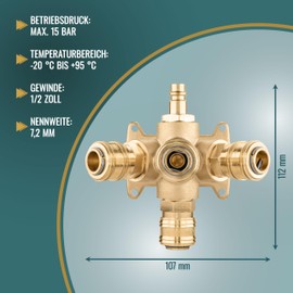 Poppstar Wanddose Druckluftverteiler für Wandmontage, 4-Fach (4x Schnellkupplung / 1x Stecker NW 7.2 G 1/2")