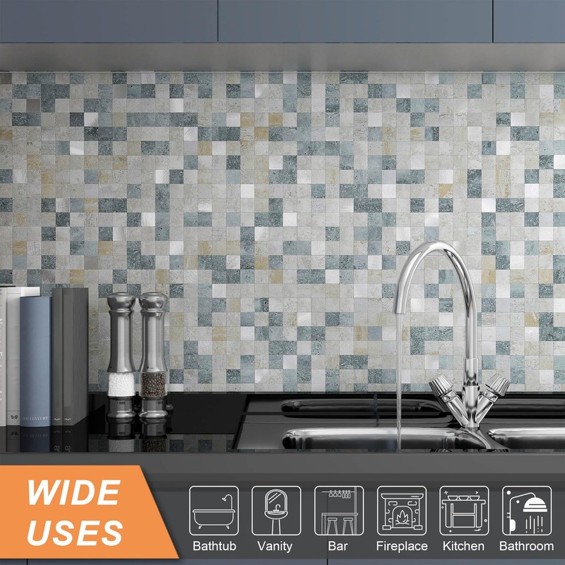 VAOVI Peel and Stick Self-Adhesive Marble Mosaic Wall Tile Backsplash