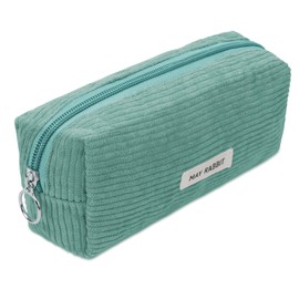 OFFCUP Corduroy Pencil Case, Corduroy Pencil Pouch, Stylish Simple Pen Bag with Practical Zip Makeup Bag Pencil Bag Stationery Pouch for Teenage Boys Girls School College (Green)
