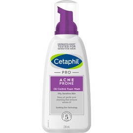 Cetaphil Pro Acne Prone Oil Control Foam Wash 236ml, Deep Cleansing formula, Excess Oil Removal, For Acne Prone Skin, Soap-free, Hypoallergenic, Non-Acnegenic & Non-Comedogenic, Dermatologist Tested