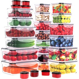 RockBerry 56 PCS Food Storage Containers with Lids Airtight- Plastic Container for Pantry Kitchen Organization-Microwave Dishwasher,Freezer Safe 100% Leak Proof (28 Stackable Boxes-28 Lids)