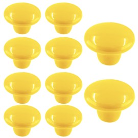 Auvotuis 10Pcs Cabinet Ceramic Knobs, 1.5Inch/ 38mm Yellow Cute Drawer Knobs Round Dresser Knob Pull Handles with Screws for Cupboard, Wardrobe, Kitchen, Bedroom, Door, Kids' Room