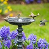 Evergreen Hummingbird Metal Bird Bath Bowl with Stand - Heavy