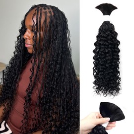 Liqusee Human Braiding Hair 100g One Bundle/Pack 24 Inch Natural Black Water Wave Curly Human Hair for Braiding No Weft 100% Unprocessed Brazilian Remy Human Hair for Boho Braids Wet and Wavy