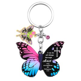 UYBEPU Christian Gifts for Women Faith Bible Verse Keychain I Can Do All Things Through Christ Who Strengthens Me Quotes Keyring Inspirational Religious Gifts for Women Friends Catholic Gift