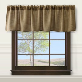 Valea Home Burlap Natural Tan Valance Rod Pocket Window Curtain Valance Rustic Home Décor 56 by 14 Inches