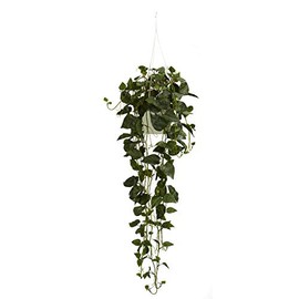 Nearly Natural 4762 44in. Philodendron Hanging Basket Silk Plant,Green,10.25" x 10.25" x 17.5"