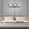 DIKAIDA 3-Light Bathroom Light Fixtures, Nickel Bathroom Vanity Light with
