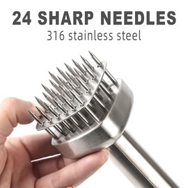 LANGMINGDE 316 Stainless Steel Meat Tenderizer Tool, 24 Sharp Needles for Tenderizing Steak Chicken Pork Veal Barbecue Marinating