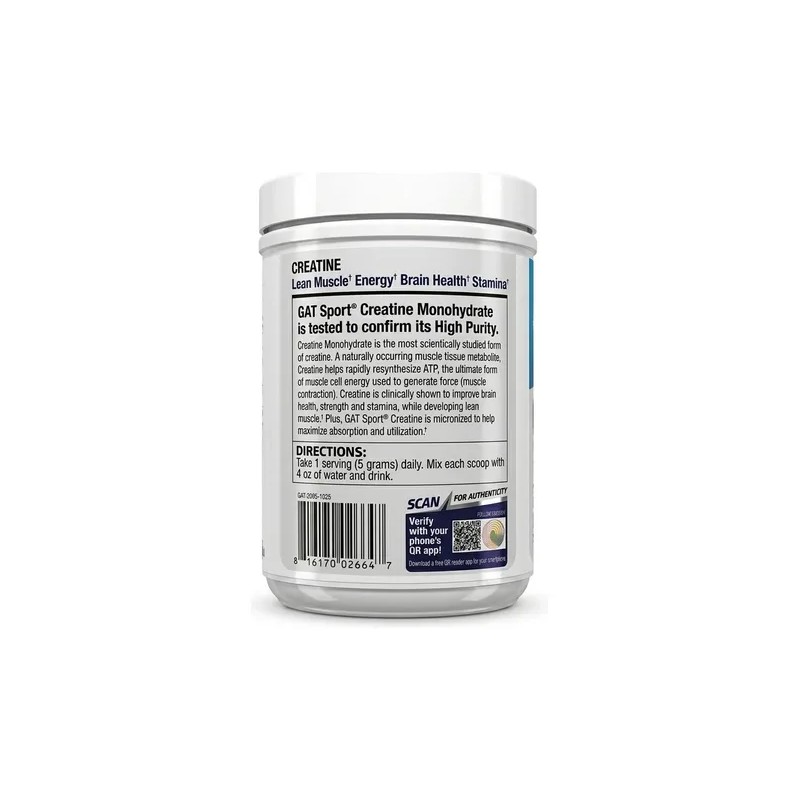 Creatina Gat Sport 500g Monohidratada - 100 Servicios