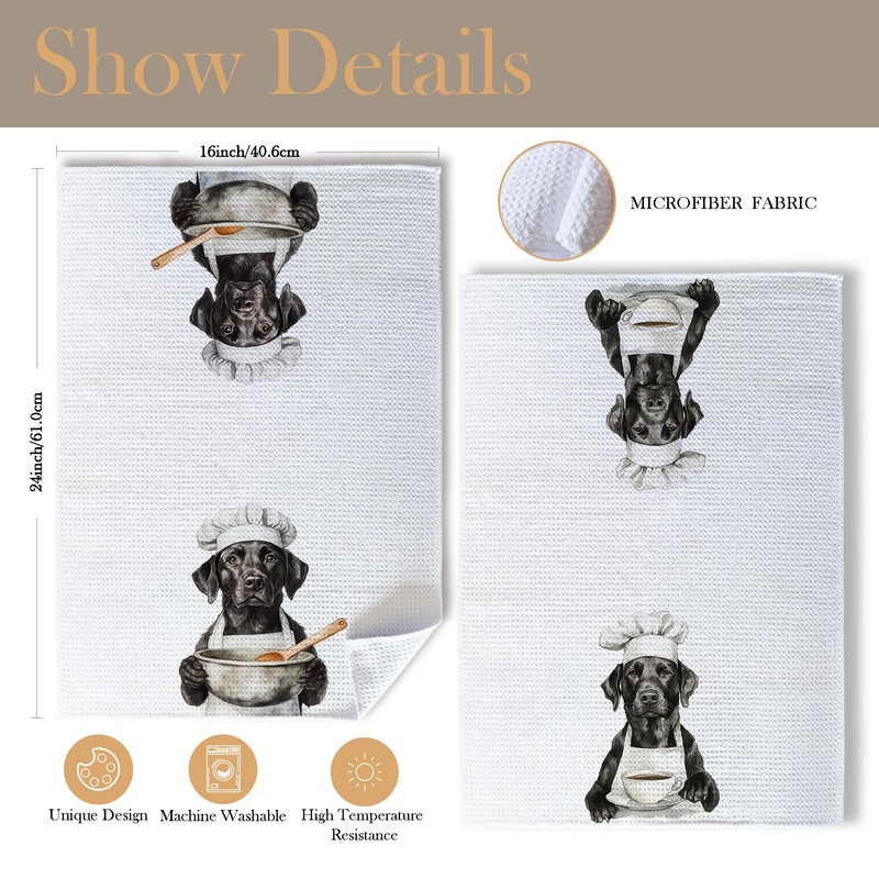 Shrago Funny Chef Black Labrador Kitchen Towels, Labrador Retriever Gifts