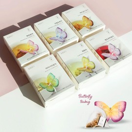 KKOKDAM Korean Tea Gift Set – 6 Flavor Butterfly Tea Bag Sampler – Elegant Box for Tea Lovers - Unique Christmas Gift
