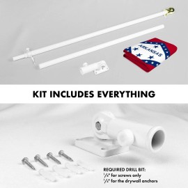 UD_G128 Combo Pack: 6 Ft Tangle Free Aluminum Spinning Flagpole (White) & Arkansas AR State Flag 3x5 Ft, Double ToughWeave Serie