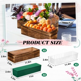 Dandat 2 Set Wood Boxes for Centerpieces Rectangle Wooden Planter Box Rustic Wood Planter with Removable Plastic Liner Floral Foam Blocks for Centerpieces Home Wedding Garden Decor