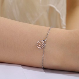 TEAMER Basketball Bracelet Basketball Pendant Stainless Steel Fashion Sports Ball Jewellery Athletes Trainers Basketball Lovers, Stainless Steel