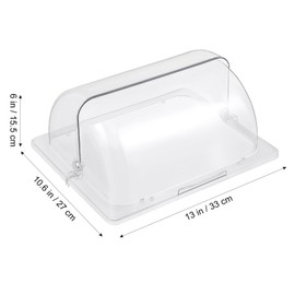 Ciieeo Clear Acrylic Dome Cover Rectangle Roll Top Bread Basket Lid Replacement Transparent Food Dessert Display Flip Cover for Buffet Party
