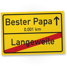 DankeDir! Bester Papa Ortsschild 30 x 20 cm Schild - Türschild Geschenkidee Geburtstagsgeschenk Vater Vatertags-Geschenk Papa Wanddeko Büro Bürozimmer Schlafzimmer Deko das Haus