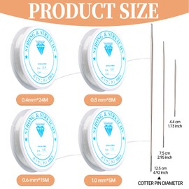 4 Spools of Transparent Bracelet Elastic Elastic Jewellery Thread, 0.4 mm/0.6 mm/0.8 mm/1 mm Invisible Nylon Cord, Transparent Pearl Thread, Tear-Resistant Cord for Bead Jewellery Bracelets Crafts