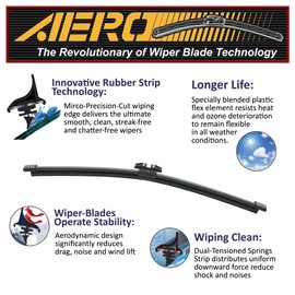AERO 16" J-Hook Rear Windshield Wiper Blade, All-Season OEM Repplacaemnt, Easy DIY Installation