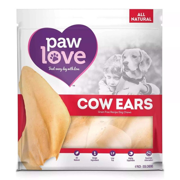 PawLove Cow Ears, 4 Count, Pack of 1