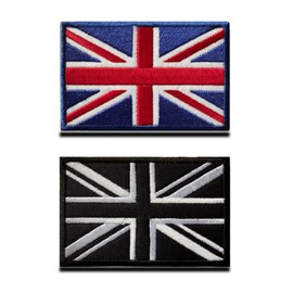 Zcketo 2 Pcs British Union United Kingdom Embroidered Flag Emblem Patches UK Great Britain England Applique Fasteners Hook and Loop Patch for Clothes Backpack Bags Uniform Caps Tactical Military
