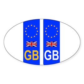 CafePress EU Number Plate Identifier for Great Britain Sticker Oval Car Bumper Sticker(10-Pack)