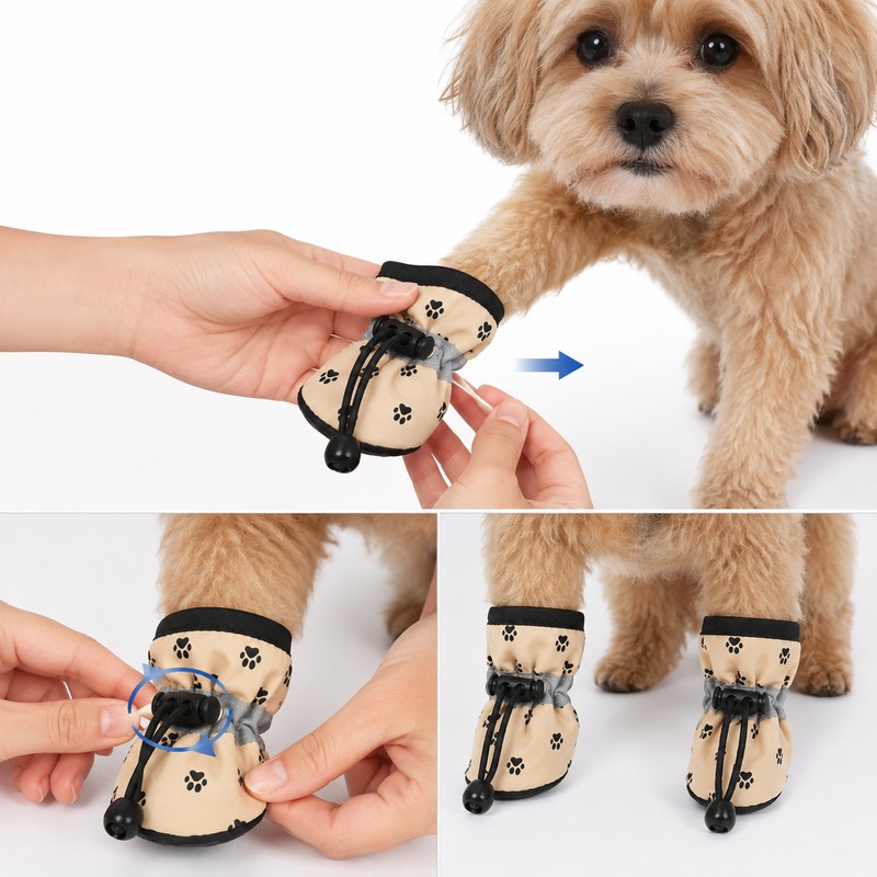 Dog Shoes for Outdoor Walking - 4-Piece Anti-Slip Paw Boots