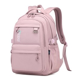 MUSEVOS Trendy Casual Backpack with Solid Color, Water Resistence School backpack for Girls, Teen Bookbag for Women, Purple