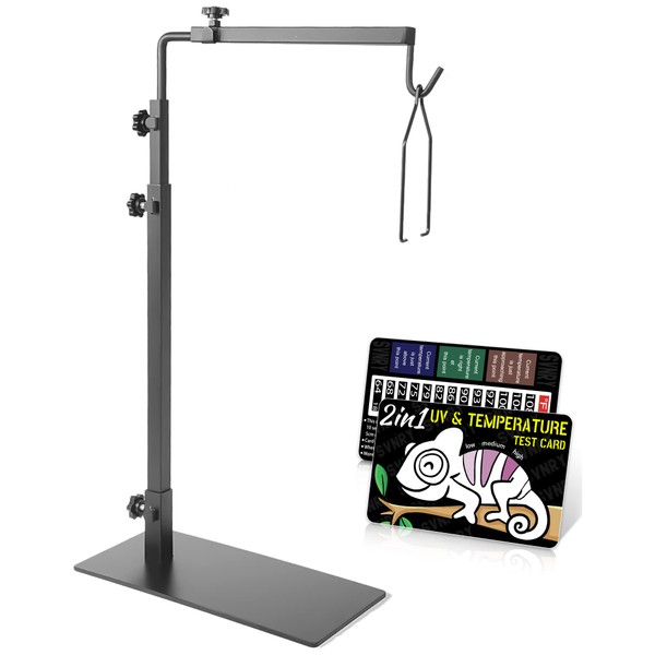 Reptile Metal Lamp Stand and 2in1 UV Test Card, Adjustable