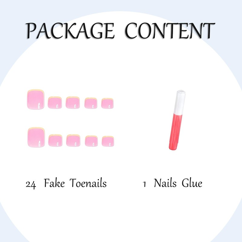MERVF Press on Toenails for Women Yellow French Tip Acrylic