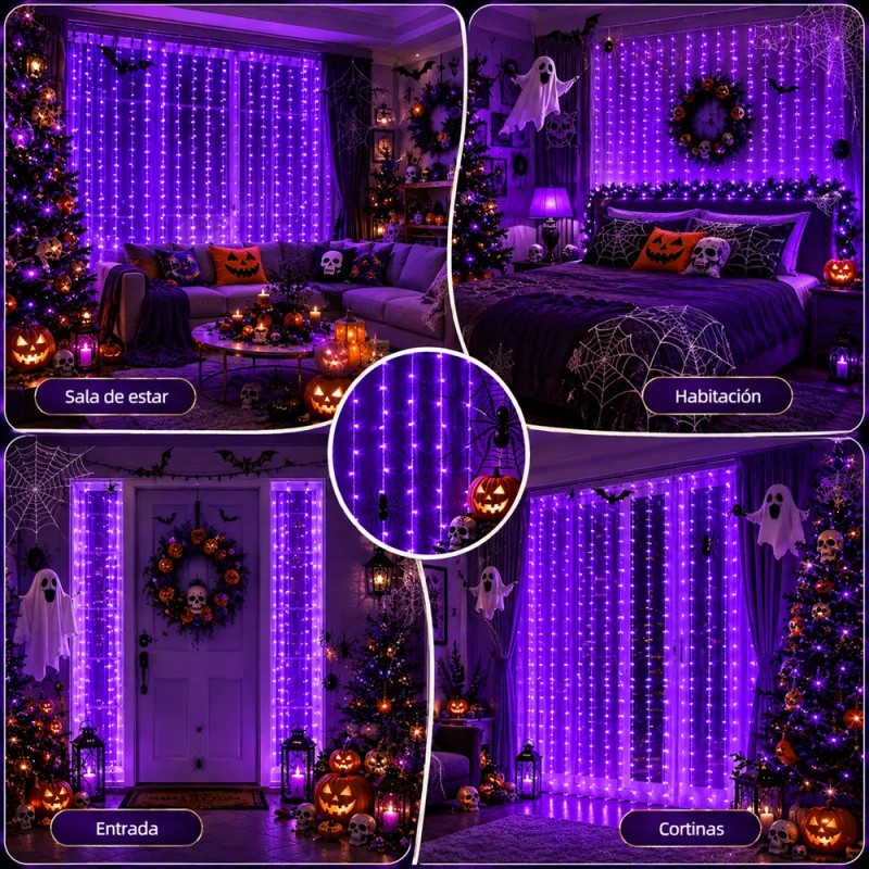 ASVEL - 2 Pcs 5v Cortinas Serie Luces 300 Led