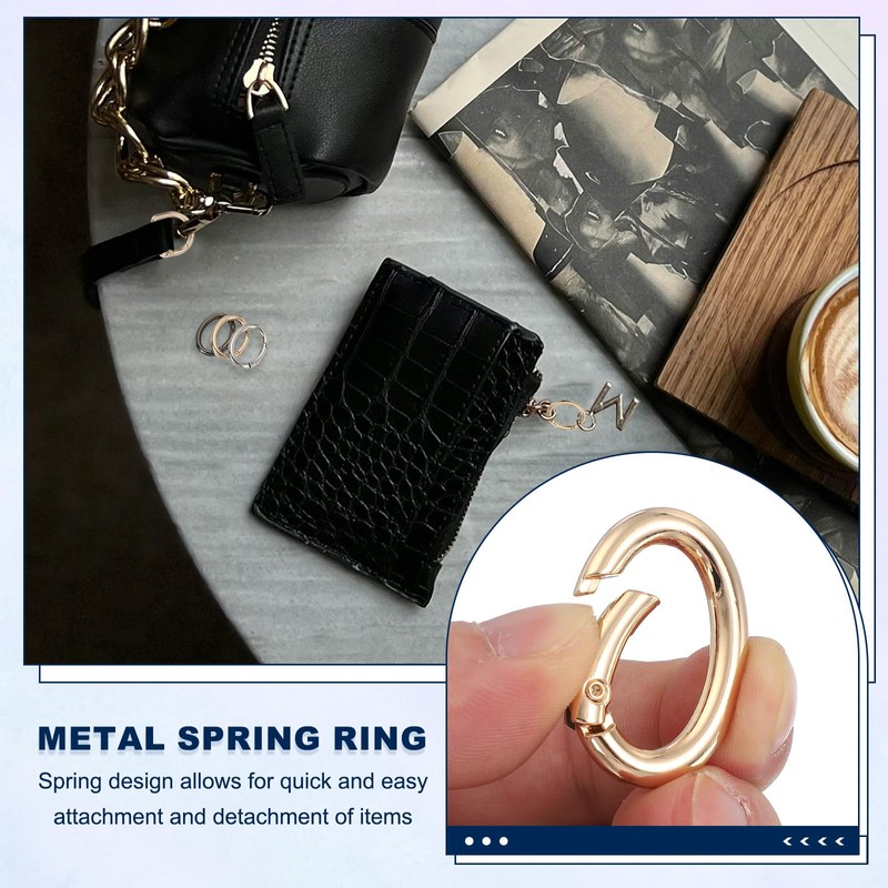 MECCANIXITY Oval Egg Shaped Spring Snap Keychain Clip, 33mm Metal