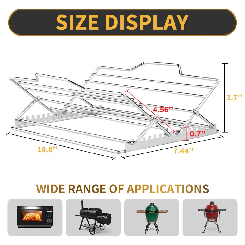 Adjustable Chicken Roasting Rack, Stainless Steel Foldable Roasting Rack, V-Shaped