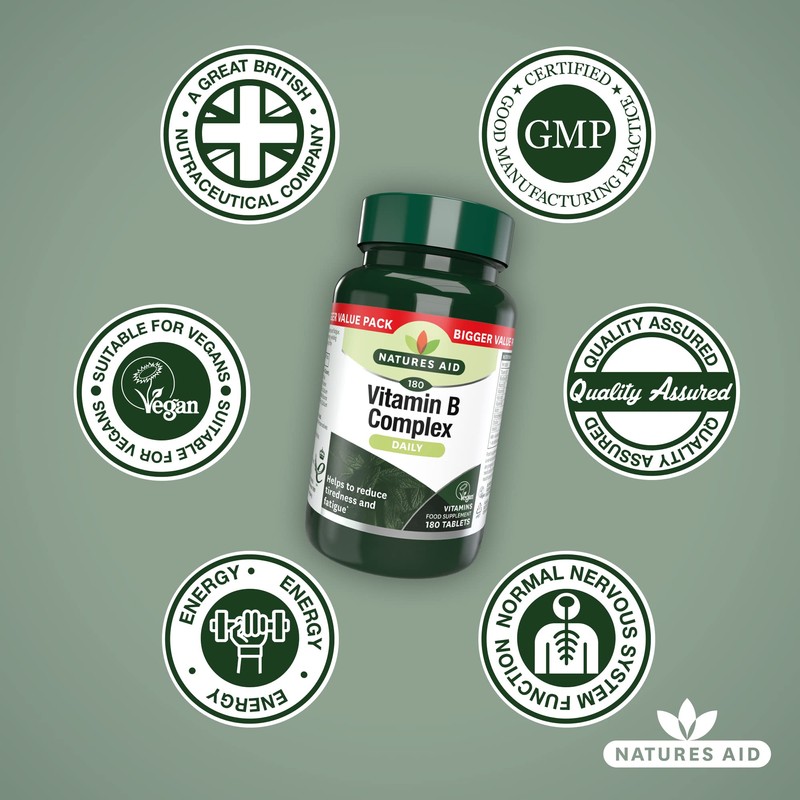 Natures Aid Vitamin B Complex - 180 Tablets - Complete