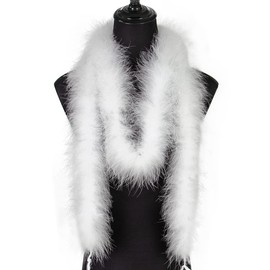 Raibertin 22 g Marabou Feather Boa, 2 Yard Long (72 Inches) for Crafts, DIY, Dancing, Wedding, Crafting, Party, Dress Up, Decorations, Christmas, White-a