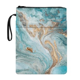 Poceacles Polyester Book Cover, Portable, Fits Most Hardcover Textbooks, Paperback, Zipper, Book Cover, Blue Marble, Modern/Stylish