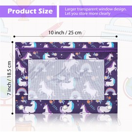 Lincia 6 Pack Pencil Pouch for 3 Ring Binder Smooth Zipper Back to School 3 Ring Binder Pencil Pouches Reinforced Grommets Pen Cases Pen Bags with Clear Window Teacher Appreciation Gift(Unicorn)