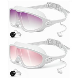 Rantizon Swim Goggles 2 Pack, Wide View Anti Fog&UV Swimming Goggles for Audlt, No Leaking Swim Glasses for Men Women Youth
