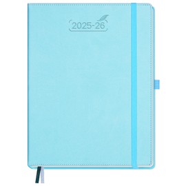 BEZEND Planner 2025-2026 Weekly and Monthly, 8.5" x 11" Academic Calendar (Jul 25-Dec 26) Vertical Daily Agenda with Hourly Timeslot & Monthly Tab, PU Leather Hardcover - Sky Blue