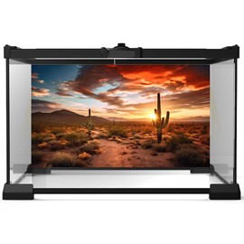 Riivvdise Reptile Habitat Background Sunset Desert Terrarium Background Towering Saguaro Cacti Silhouetted Against Sky Rugged Terrain Vibrant Desert Colors Landscape Tank Backdrop Vinyl 48x18in