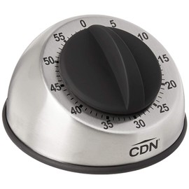 CDN Compact 60-Minute Mechanical Timer | Easy-to-Read 2.5” Dial | Loud 3-Second Alarm | Ideal for Cooking or Baking | Countertop or Wall Mountable | Silver Finish | MT1