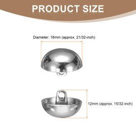 HARFINGTON 5pcs Half-Domed Metal Sewing Buttons, 18mm / 21/32" Half Round Mushroom Pearl Cap Metal Buttons with Shank for Blazer Suit, Coat, Jacket Cloth Garment Decoration, Silver