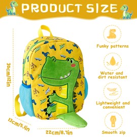 Auirshiky Dino Children's Backpack for Nursery, Children's Backpack for Children 2-3 Years, with Chest Strap, Nursery Backpack, Nursery Backpack, yellow, Unit size