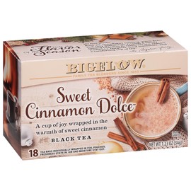 Bigelow Tea Sweet Cinnamon Dolce Black Tea, Caffeinated Tea with Cinnamon, 18 Count Box (Pack of 6), 108 Total Tea Bags (Packaging May Vary)