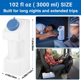 Tilcare Portable Urinals for Men Spill Proof Nighttime Glow in The Dark Lid- 3000 ml/101 Oz, Pee Bottles for Men, Urine Bottle for Men, Male Urinal Spill Proof, Pee Cup, Mens Urinal Bottle, Pee Jug