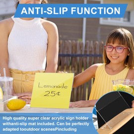 EHWINE 20 Pack 4 x 6 Acrylic Sign Holder Horizontal, Clear Plastic Signs Display Stand, Slanted Back Paper Holder Stand up Table Top Sign Holders Flyer Stand Frames for Office Business Store