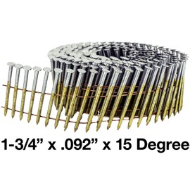 1-3/4 x .092 Inch 15 Degree Wire Weld Coil - Collated - Siding and Fencing Nails - Hot Galvanized - Vinyl Tip - Ring Shank - Full Box ~3000 nails