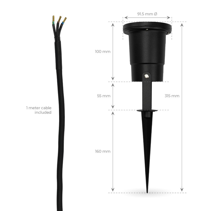 Ledvion - LED spotlight, aluminium, IP65, GU10 socket, 1 metre
